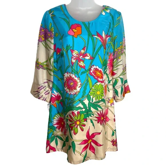 julie brown livie dress JB by Julie Brown Orange Pink Black Retro LiviePrinted Shift Dress M